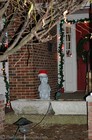 The neighbor's ceramic pig wearing a Santa hat.