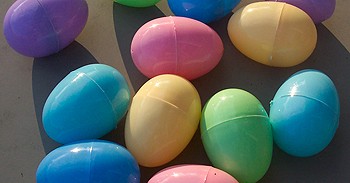 Colorful pastic Easter eggs.