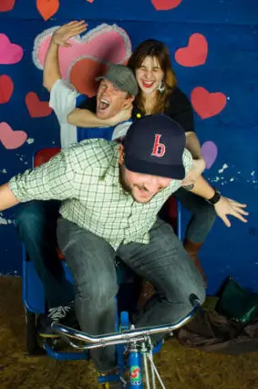 Fun with a photobooth at a party. The theme: Love on wheels.